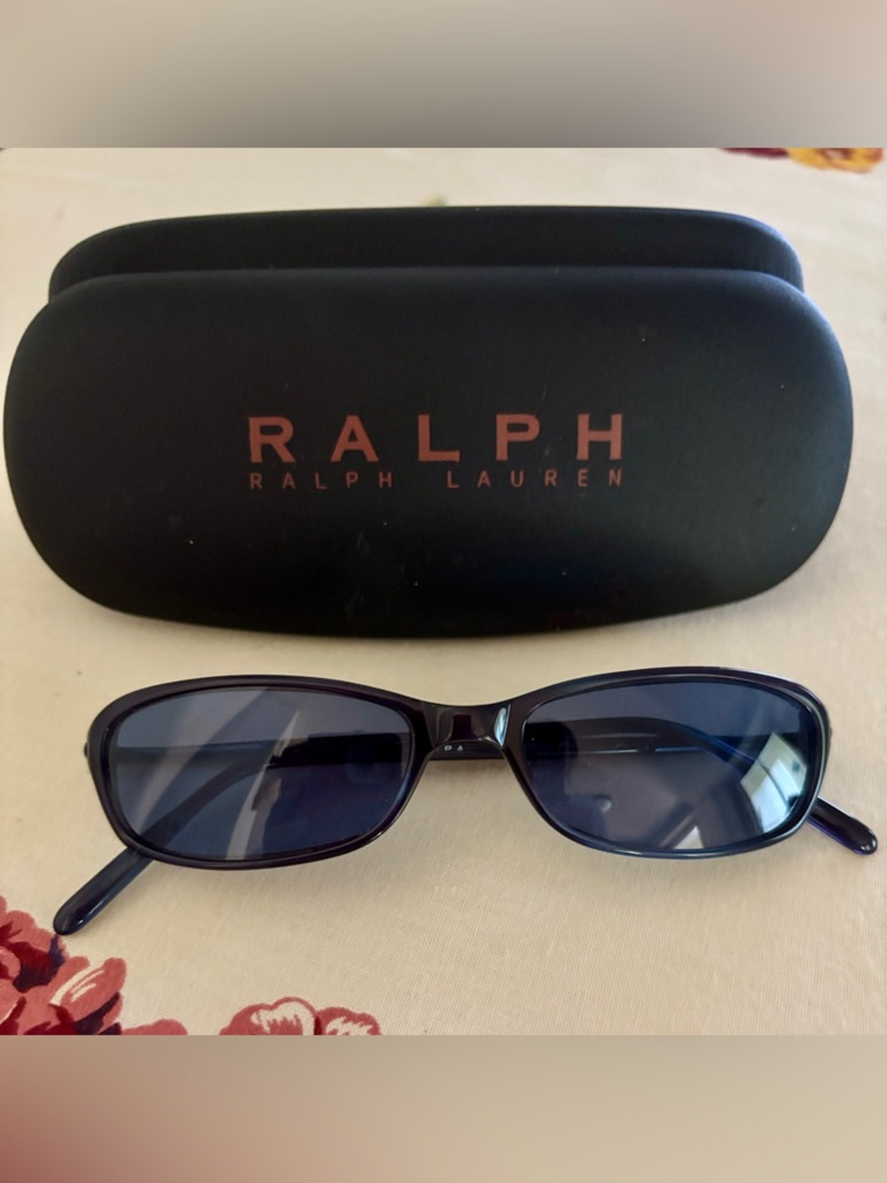 Ralph Lauren Narrow Rectangular Sunglasses in Dark Blue